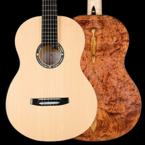 Gitara klasyczna Turkowiak łącząca swierkowy double-top z pieknym korpusem z Amboyny - gitara najwyższej linii Black Diamond.
